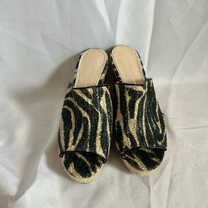 Jessica Simpson Tam and Black Toe Peak Wedges